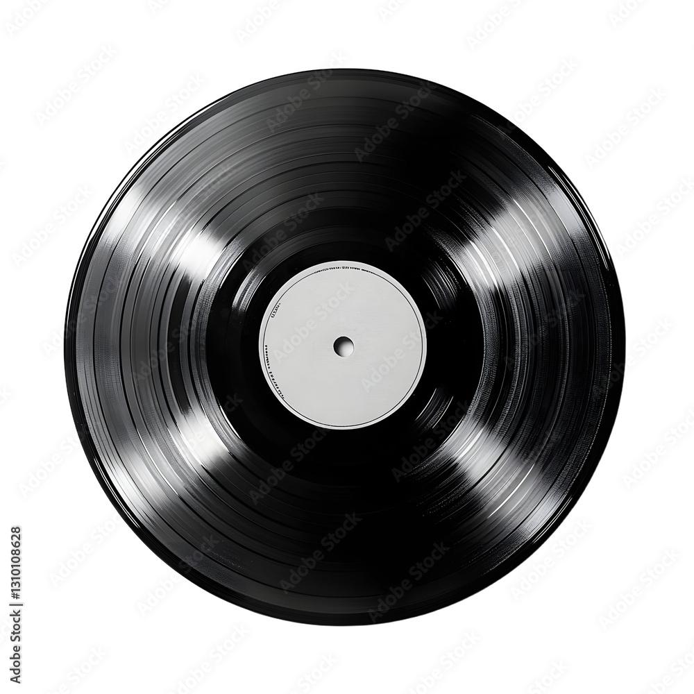Black vinyl record isolated on transparent background Generative AI Black vinyl record isolated on transparent background Generative AI