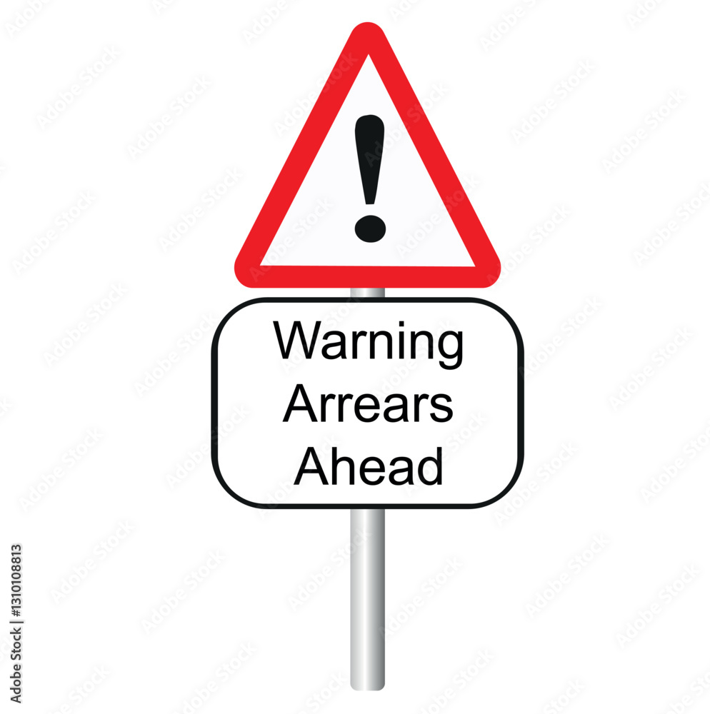 red and white triangular road sing with warning of arrears ahead concept against a partly cloudy sky background red and white triangular road sing with warning of arrears ahead concept against a partly cloudy sky background