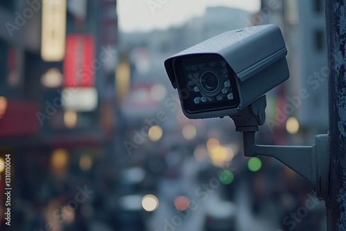 Wallpaper Mural Surveillance Camera Overlooking Urban Street Scene at Dusk Torontodigital.ca