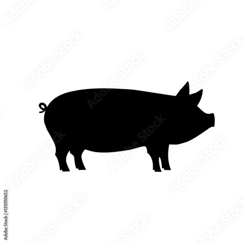 Black silhouette illustration of a pig