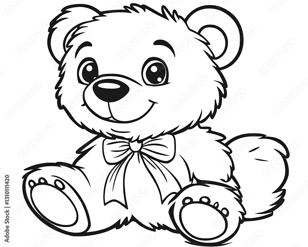 Obraz premium Teddy sits, blank page, simple outline