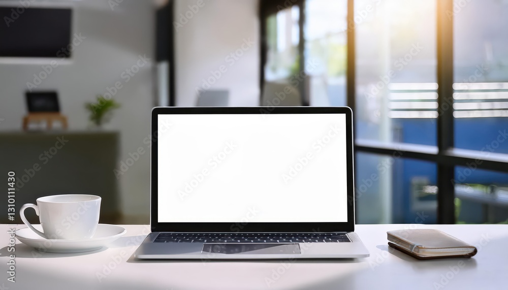 Minimalist Workspace Vignette A Study in White, Coffee Cup, and Digital Canvas, Conveying Calm Focus Amidst Blurred Movement Minimalist Workspace Vignette A Study in White, Coffee Cup, and Digital Canvas, Conveying Calm Focus Amidst Blurred Movement