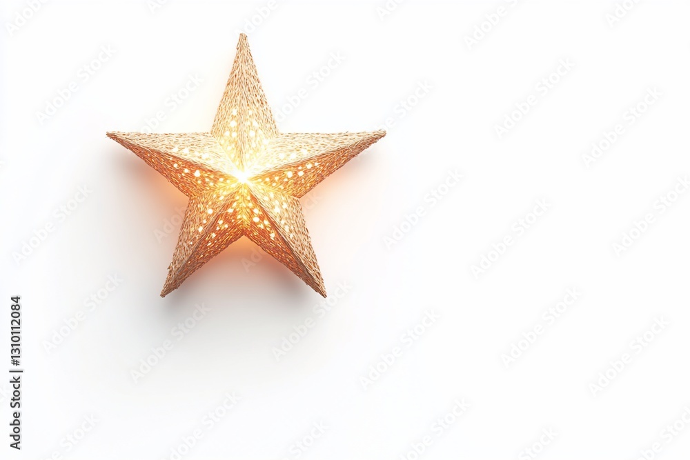 Illuminated, textured star ornament on white Illuminated, textured star ornament on white