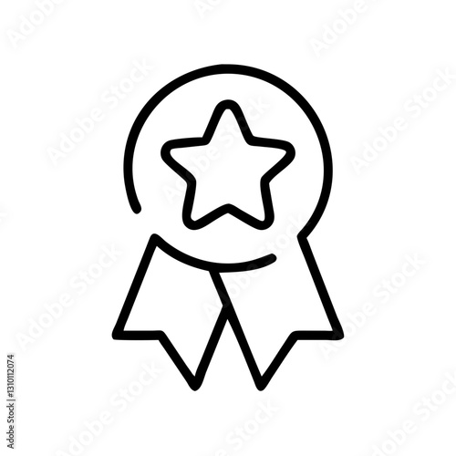 Award ribbon icon in black outline on white background