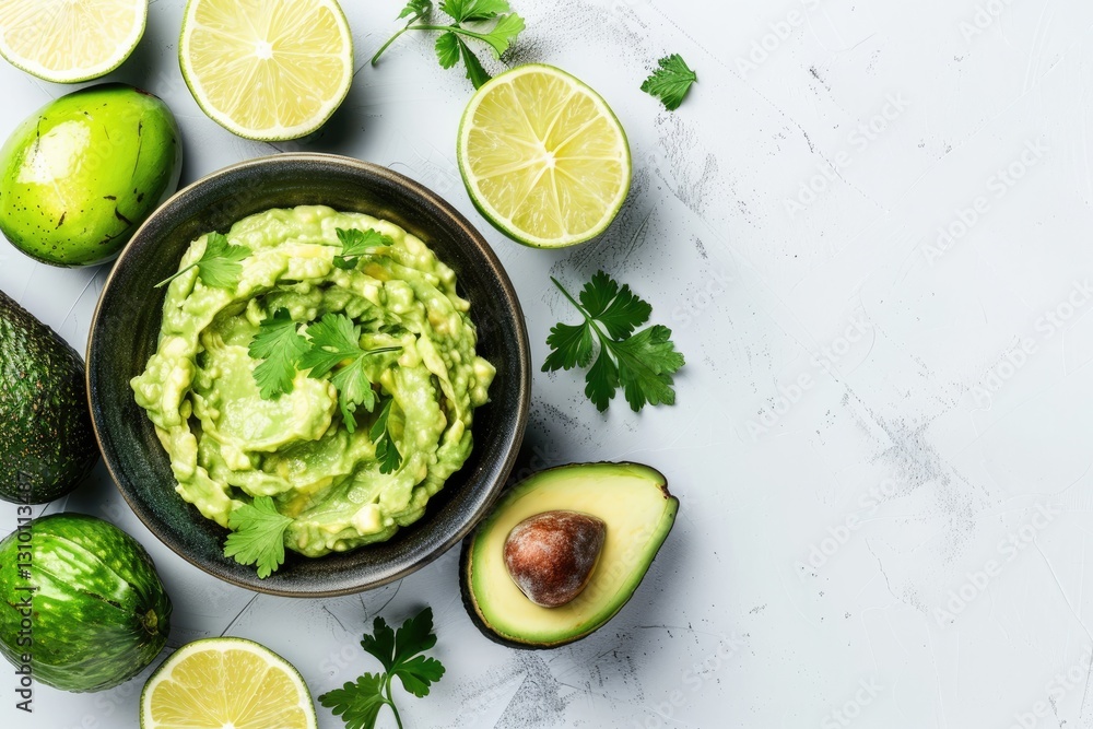 avocado guacamole with lime slices avocado guacamole with lime slices