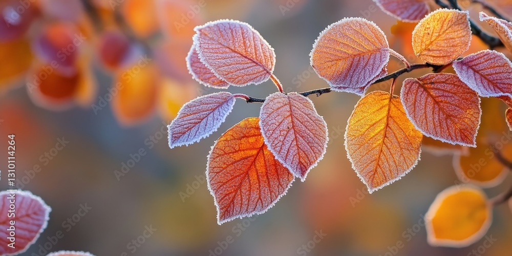 Frosted Autumn Leaves with Morning Light and Winter Vibes Frosted Autumn Leaves with Morning Light and Winter Vibes