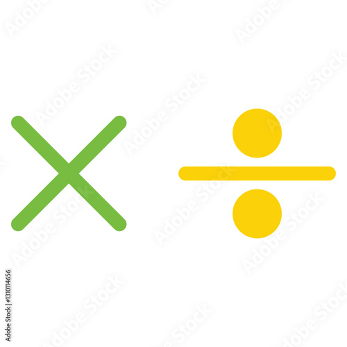 Plus, minus, multiplication and division mathematical symbols set. arithmetic education signs for web, app, infographic. Math operations realistic vector illustration isolated