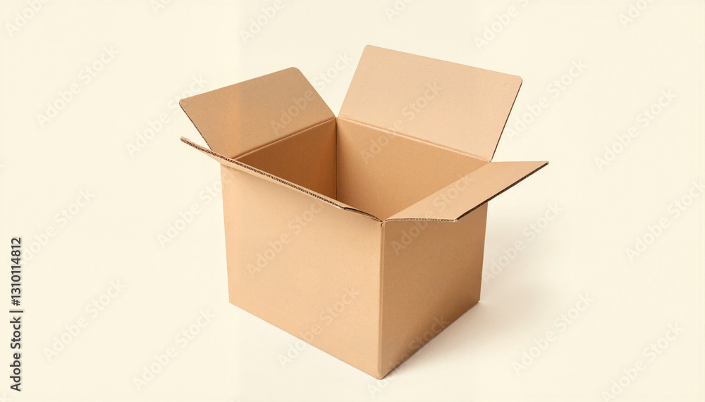 Unfolded carton box in soft ambient lighting, showcasing structure Unfolded carton box in soft ambient lighting, showcasing structure