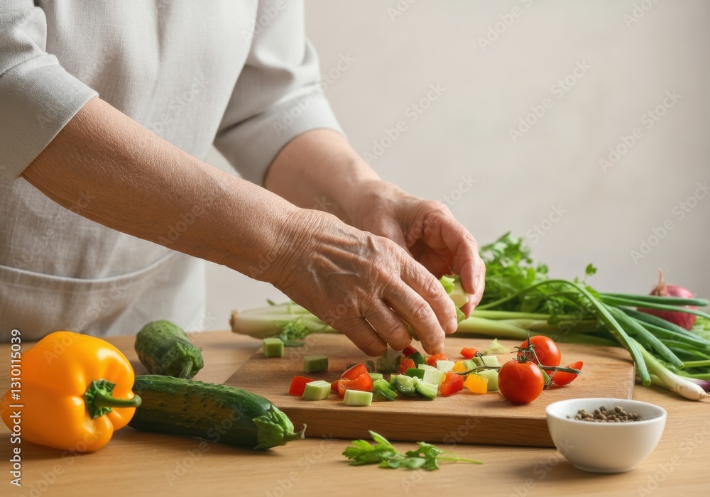 Preparing fresh vegetables for a healthy meal in the kitchen Preparing fresh vegetables for a healthy meal in the kitchen