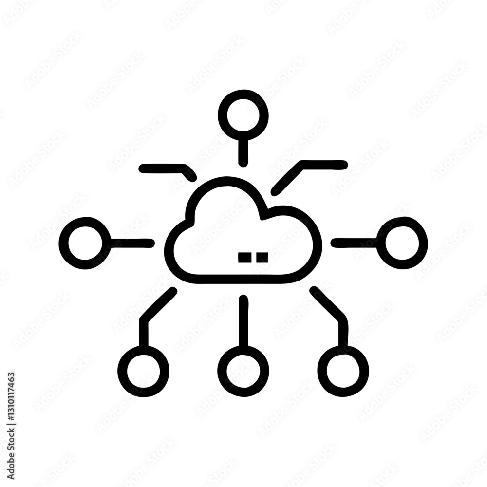 Network icon connecting cloud with nodes, technology concept Network icon connecting cloud with nodes, technology concept