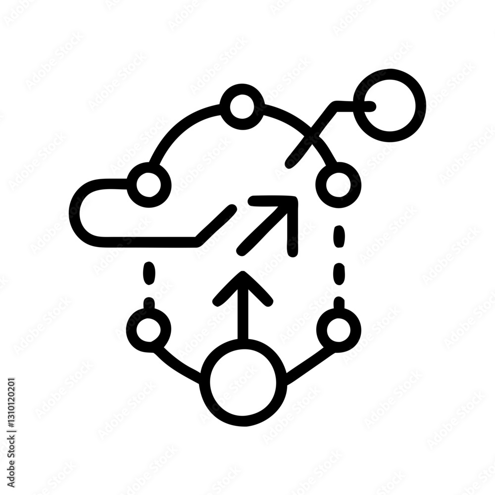 Predictive model icon illustrating data flow and connections, technology concept Predictive model icon illustrating data flow and connections, technology concept