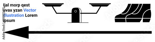 Balanced scales, steps, and a bold left-arrow underlined text. Ideal for decisions, progress, guidance, direction, law, equality metaphors flat landing page banner