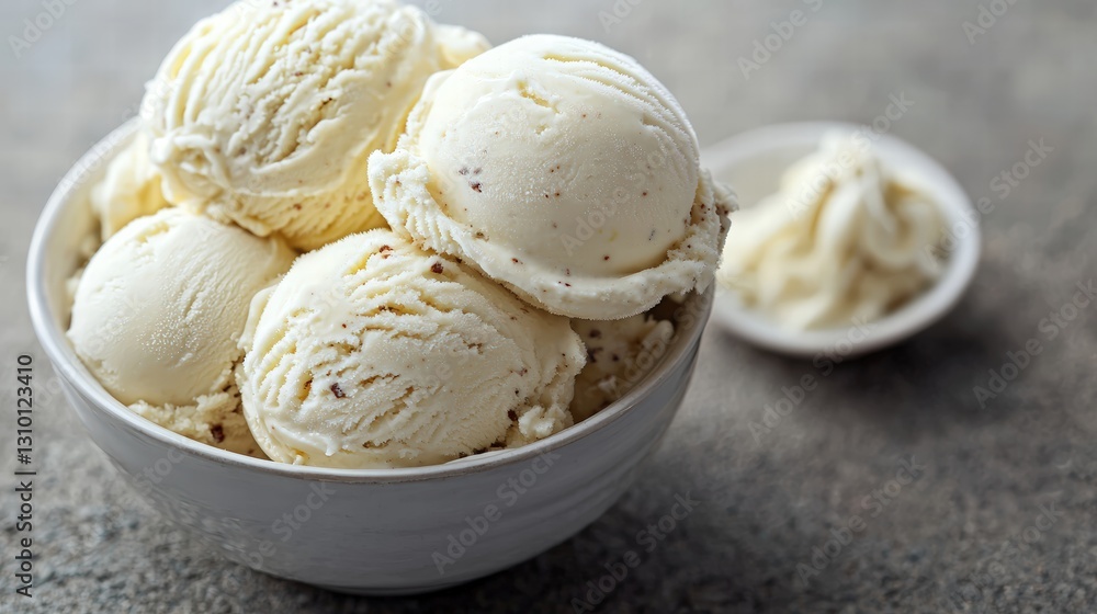 An inviting bowl of soft and creamy milk-based ice cream ideal for a refreshing dessert experience on a hot day An inviting bowl of soft and creamy milk-based ice cream ideal for a refreshing dessert experience on a hot day