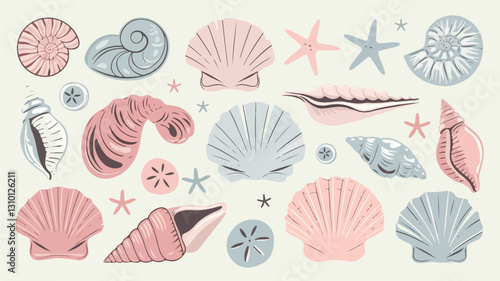 seamless pattern with seashells