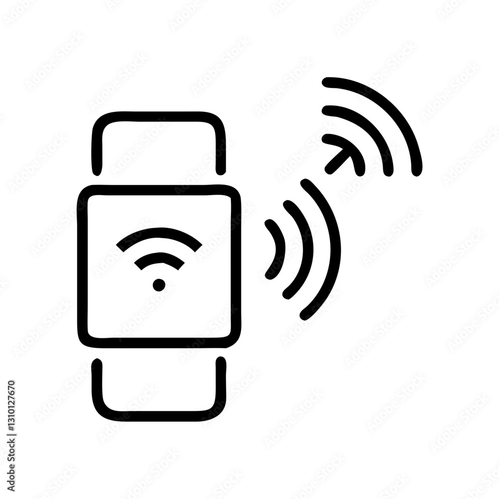 Smart sensor icon emitting signals, technology communication concept Smart sensor icon emitting signals, technology communication concept