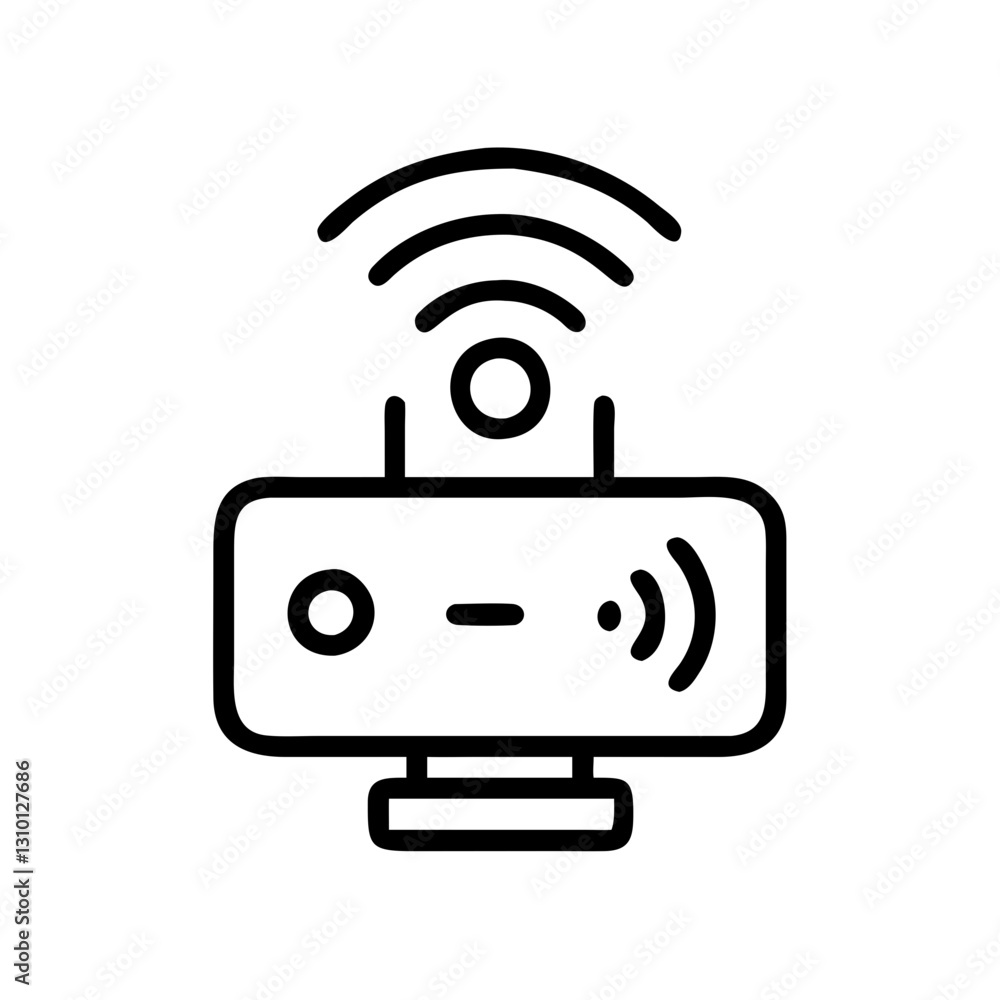 Smart technology icon with waves, digital communication concept Smart technology icon with waves, digital communication concept