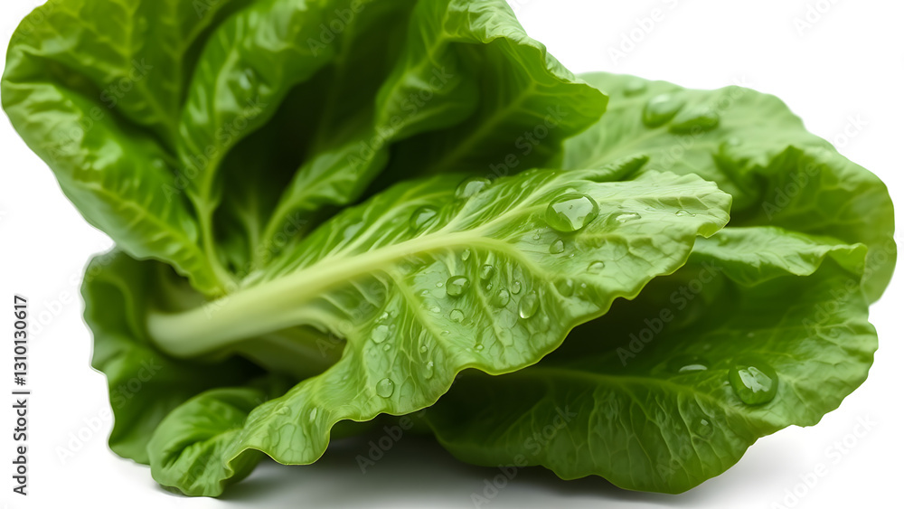 Crisp Fresh Romaine Lettuce with Water Droplets: Vibrant Green and Nutritious Crisp Fresh Romaine Lettuce with Water Droplets: Vibrant Green and Nutritious
