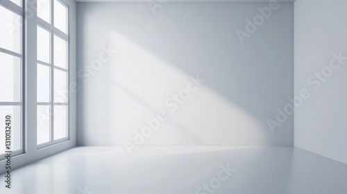 A bright  spacious  empty studio with pristine white walls and a seamless floor.