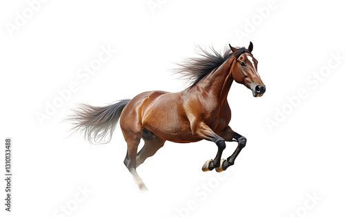 A Graceful Horse Sprinting Through the Wild Grasslands with Determination Isolated on transparent background PNG