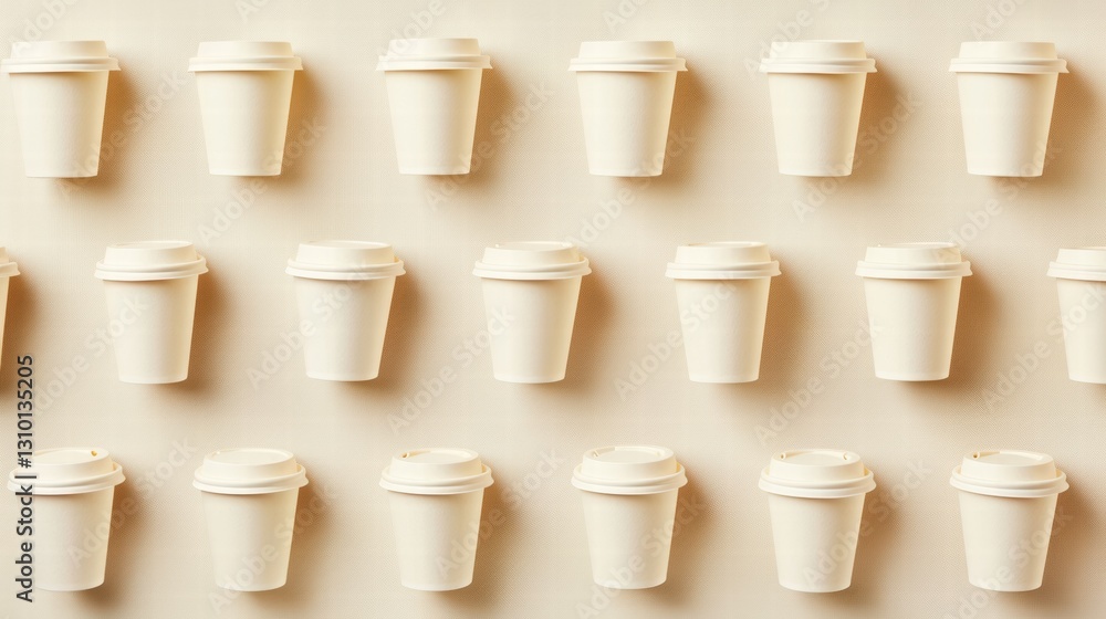 A background made of many paper coffee cups, supporting an eco friendly idea. A background made of many paper coffee cups, supporting an eco friendly idea.