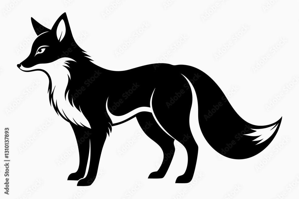 fox silhouette line art vector illustration with a white background fox silhouette line art vector illustration with a white background