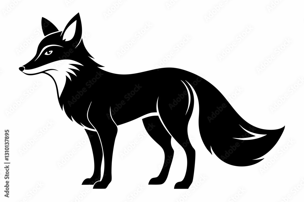 fox silhouette line art vector illustration with a white background fox silhouette line art vector illustration with a white background