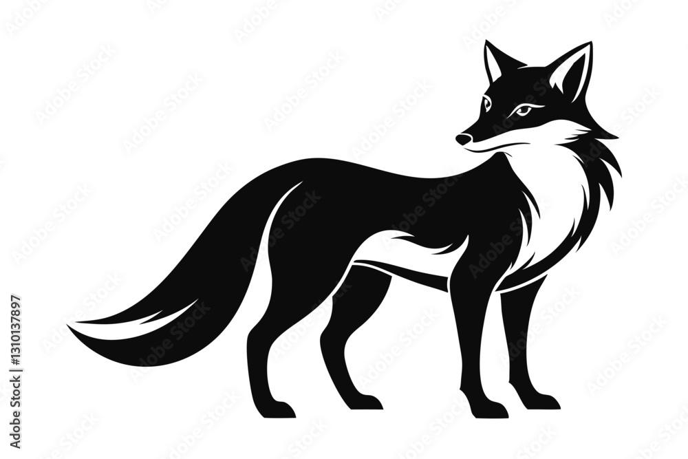 fox silhouette line art vector illustration with a white background fox silhouette line art vector illustration with a white background
