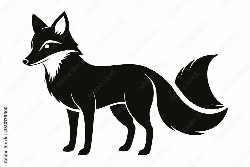 fox silhouette line art vector illustration with a white background fox silhouette line art vector illustration with a white background