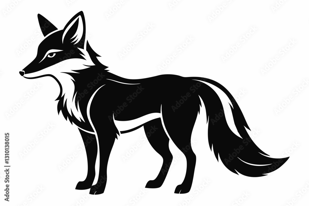 Obraz premium fox silhouette line art vector illustration with a white background