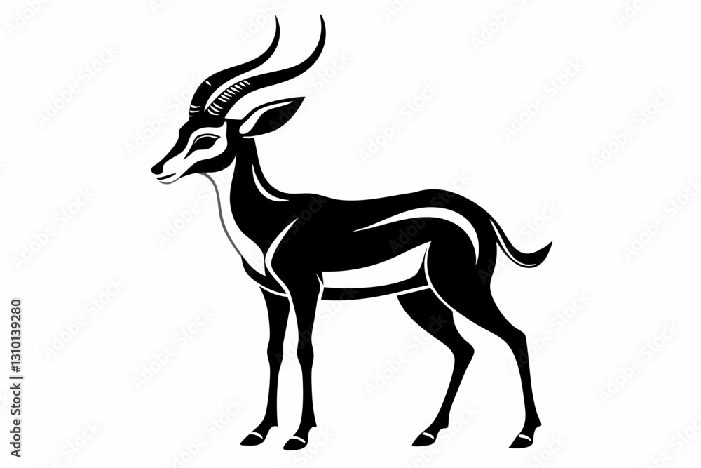 Fototapeta premium gazelle silhouette line art vector illustration with a white background
