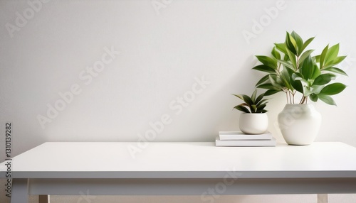 Minimalist Mockup Clean White Tabletop in a Pure White Background Perfect for Digital Art  Home Decor  or Design Inspiration