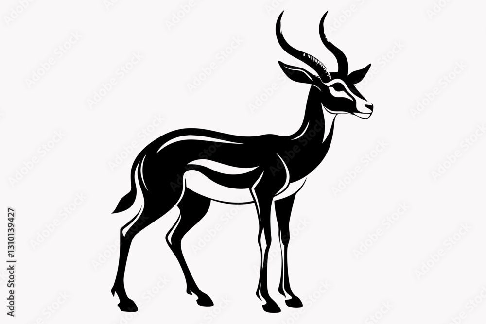Fototapeta premium gazelle silhouette line art vector illustration with a white background