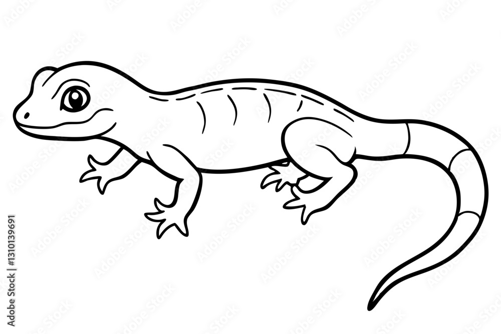 Obraz premium gecko silhouette line art vector illustration with a white background