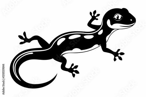gecko silhouette line art vector illustration with a white background