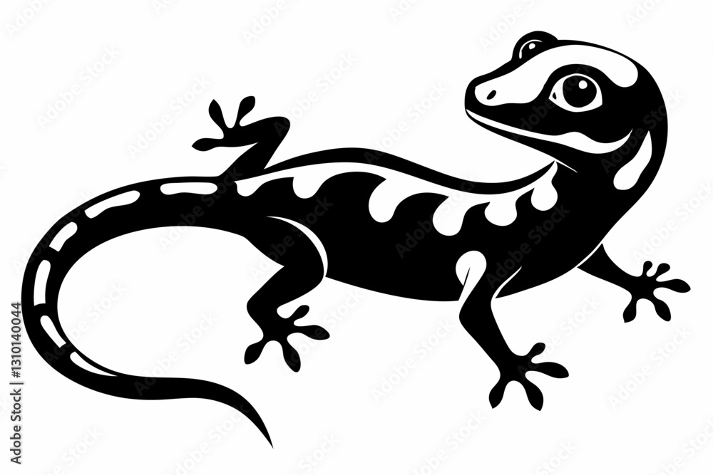 Naklejka premium gecko silhouette line art vector illustration with a white background
