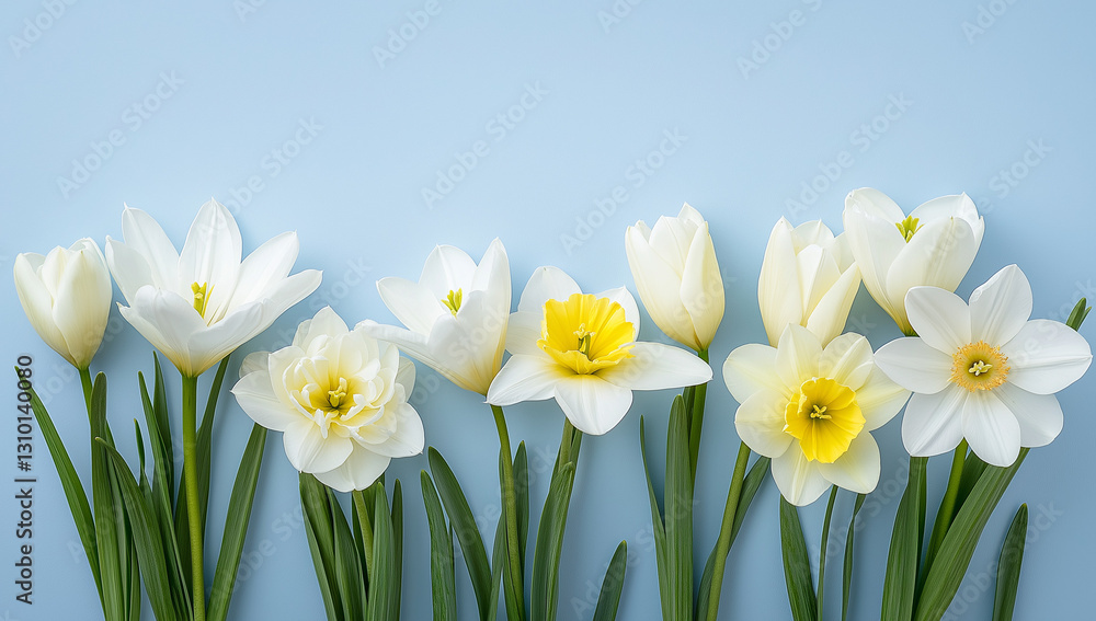 Floral Delight: A captivating array of fresh flowers, in various hues of white and yellow, artfully arranged, creating a scene of natural elegance. Floral Delight: A captivating array of fresh flowers, in various hues of white and yellow, artfully arranged, creating a scene of natural elegance.