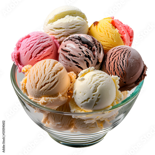 Deliciosas bolas de helado sobre fondo transparente