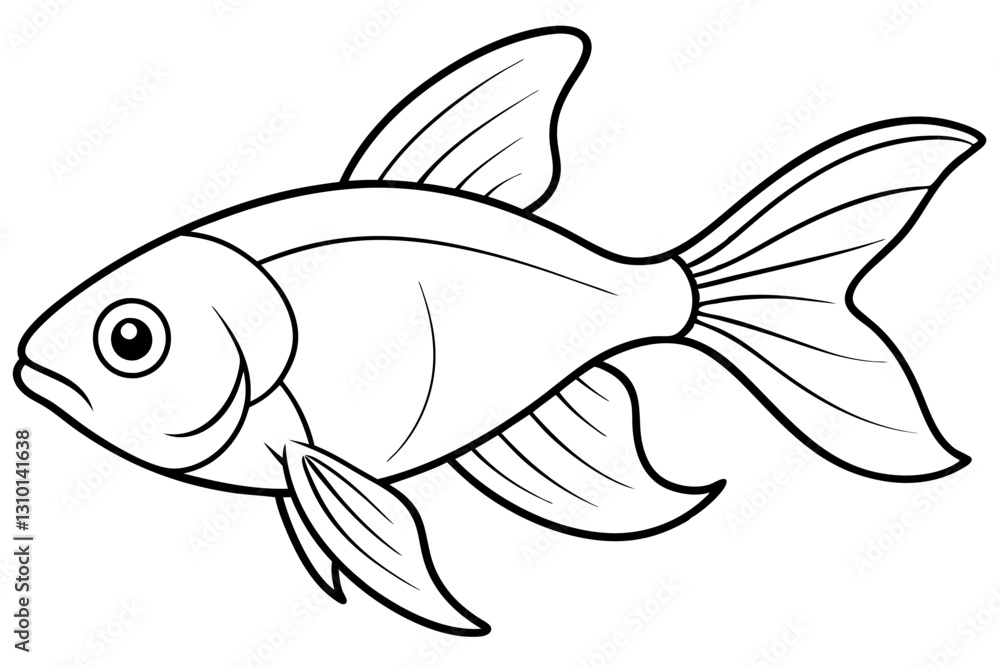 goldfish silhouette line art vector illustration with a white background goldfish silhouette line art vector illustration with a white background