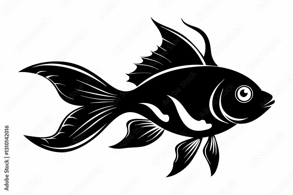 goldfish silhouette line art vector illustration with a white background goldfish silhouette line art vector illustration with a white background