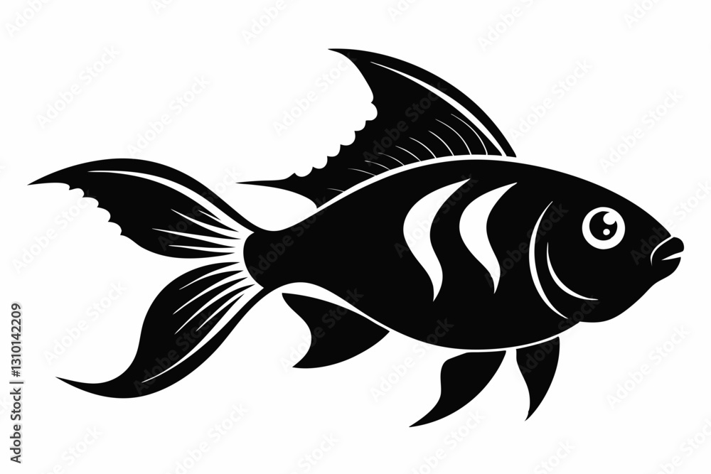 goldfish silhouette line art vector illustration with a white background goldfish silhouette line art vector illustration with a white background