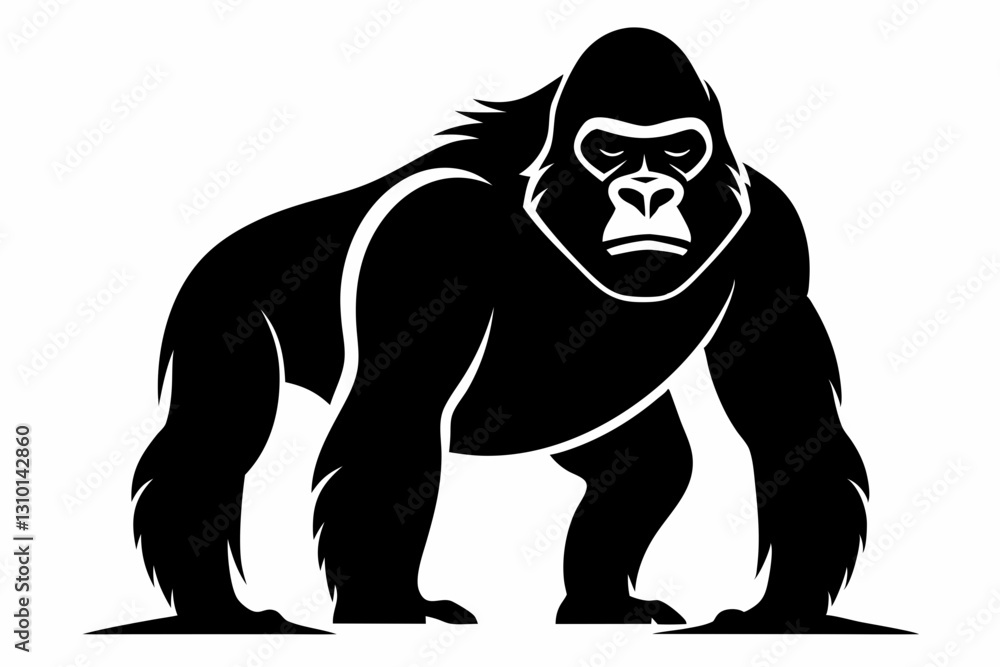 gorilla silhouette line art vector illustration with a white background gorilla silhouette line art vector illustration with a white background