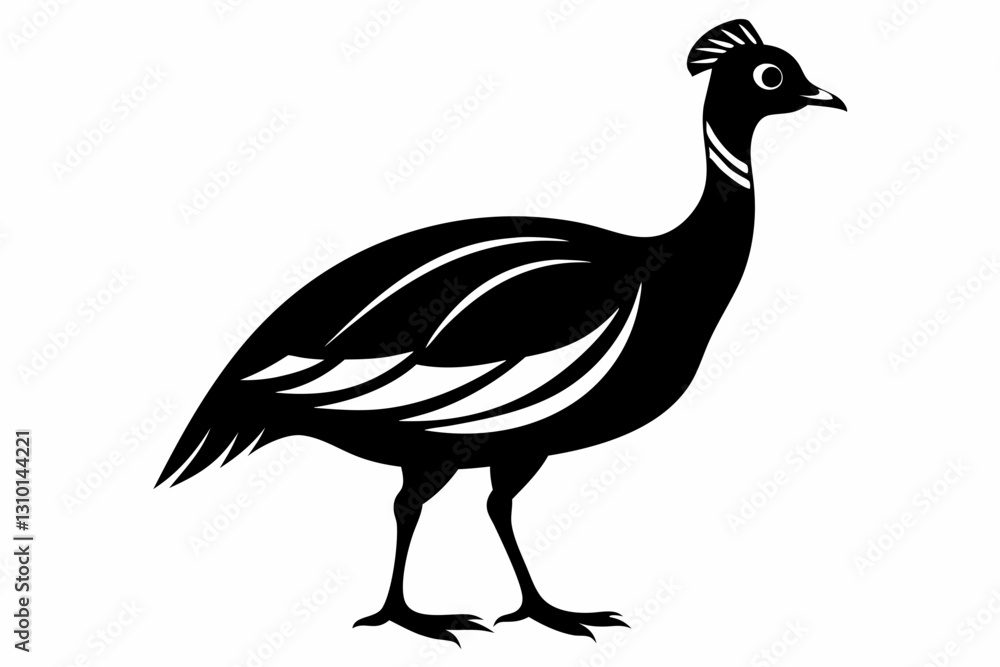 Fototapeta premium guineafowl silhouette line art vector illustration with a white background