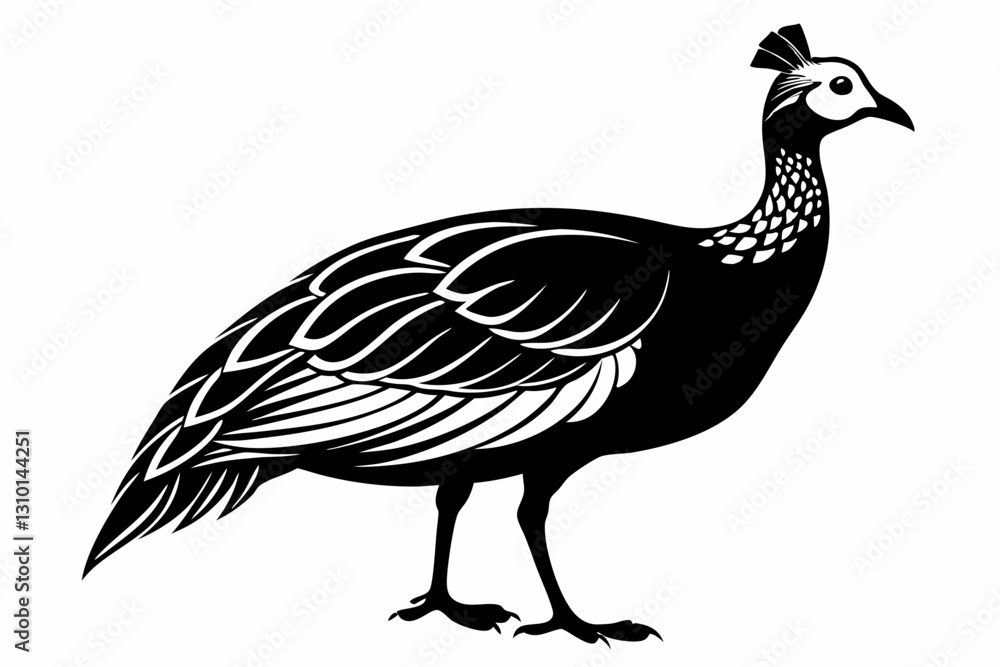guineafowl silhouette line art vector illustration with a white background guineafowl silhouette line art vector illustration with a white background