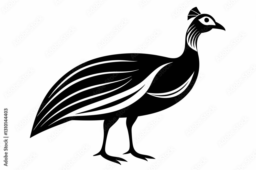 Fototapeta premium guineafowl silhouette line art vector illustration with a white background