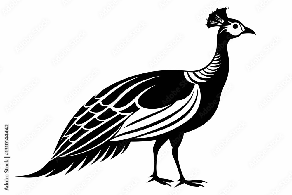 Fototapeta premium guineafowl silhouette line art vector illustration with a white background