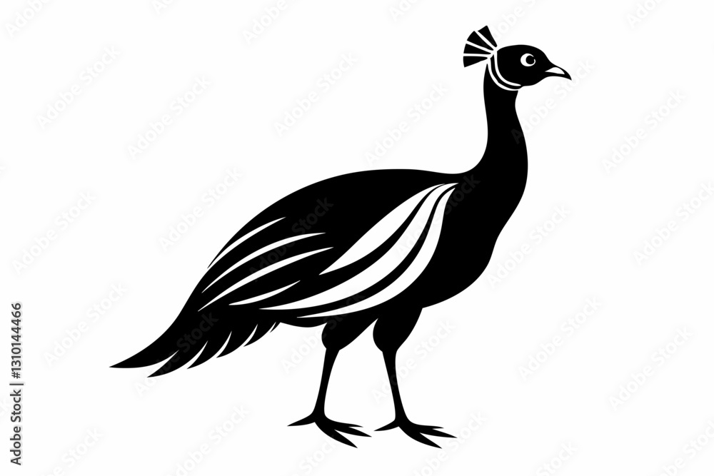 guineafowl silhouette line art vector illustration with a white background guineafowl silhouette line art vector illustration with a white background