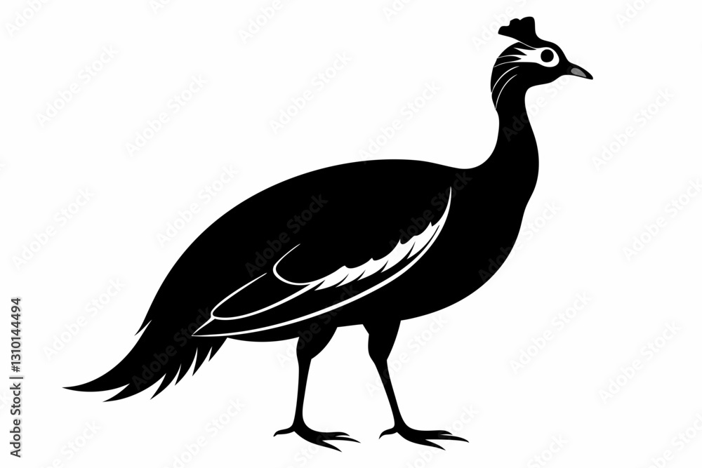 Fototapeta premium guineafowl silhouette line art vector illustration with a white background