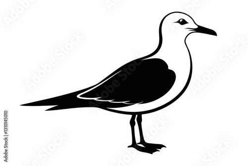 gull silhouette line art vector illustration with a white background