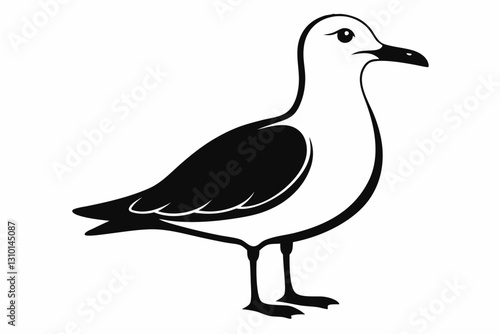 gull silhouette line art vector illustration with a white background