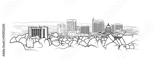 Vector illustration of the downtown Boise skyline
